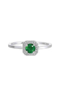 10k White Gold .42ct Emerald and .08ct Diamond Ring