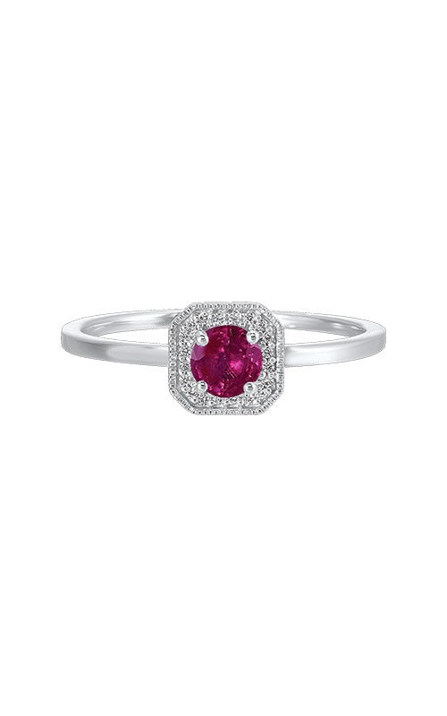 10k White Gold .42ct Ruby and .08ct Diamond Ring