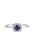 10k White Gold .42ct Blue Sapphire and .08ct Diamond Ring