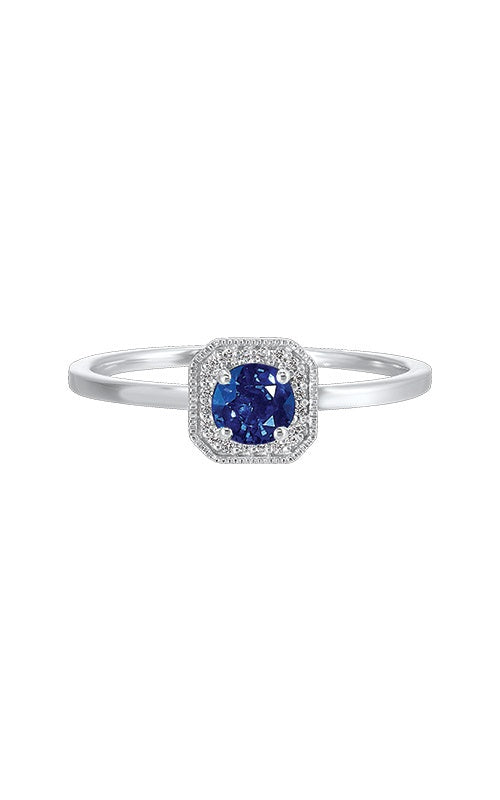 10k White Gold .42ct Blue Sapphire and .08ct Diamond Ring