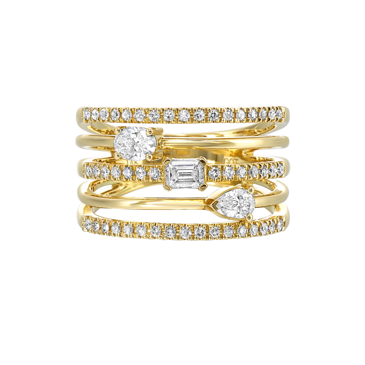 Multi-Band Diamond Ring Stack in Yellow Gold - .75 CTW