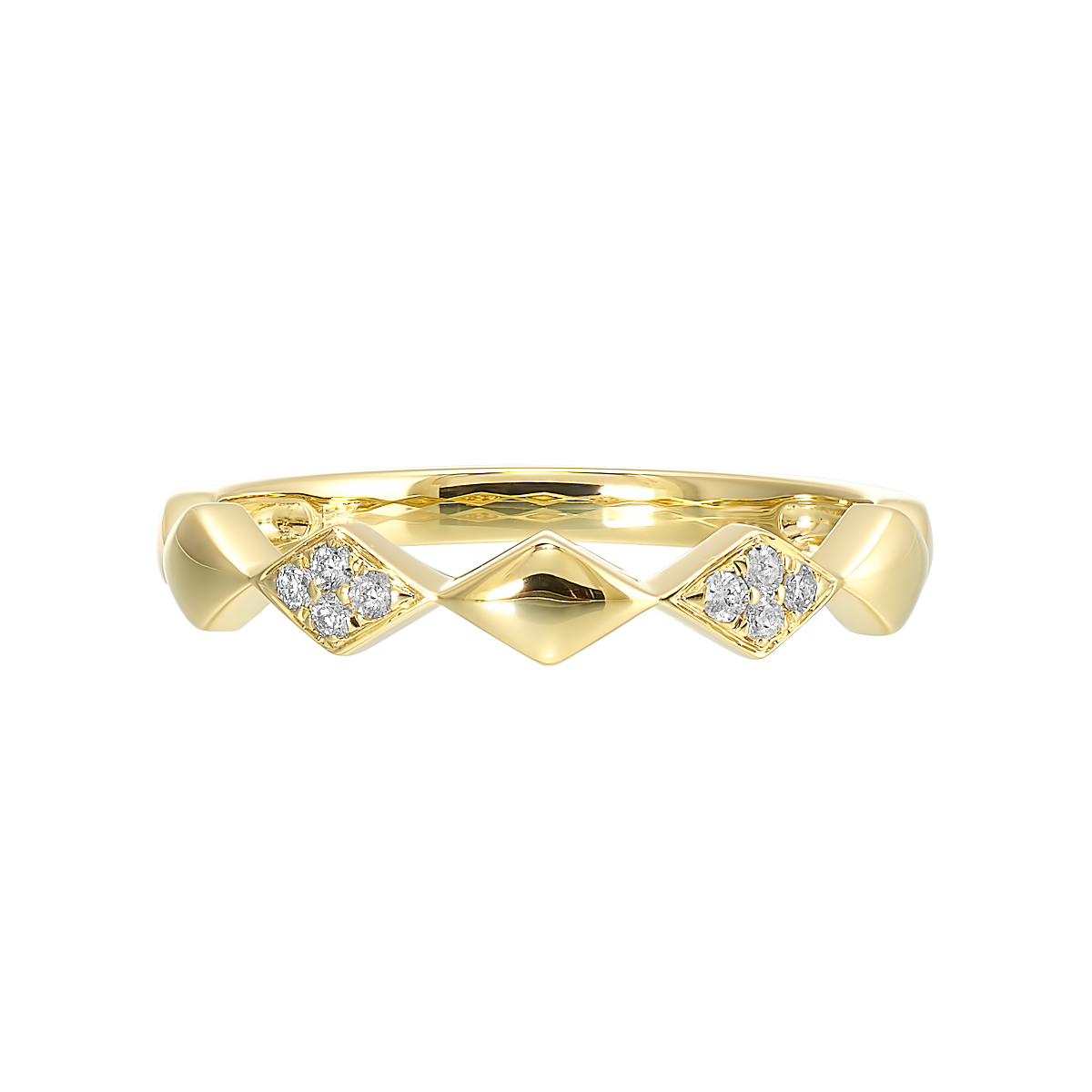 14K Yellow Gold Diamond Geometric Chevron Band