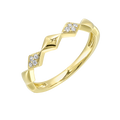 14K Yellow Gold Diamond Geometric Chevron Band