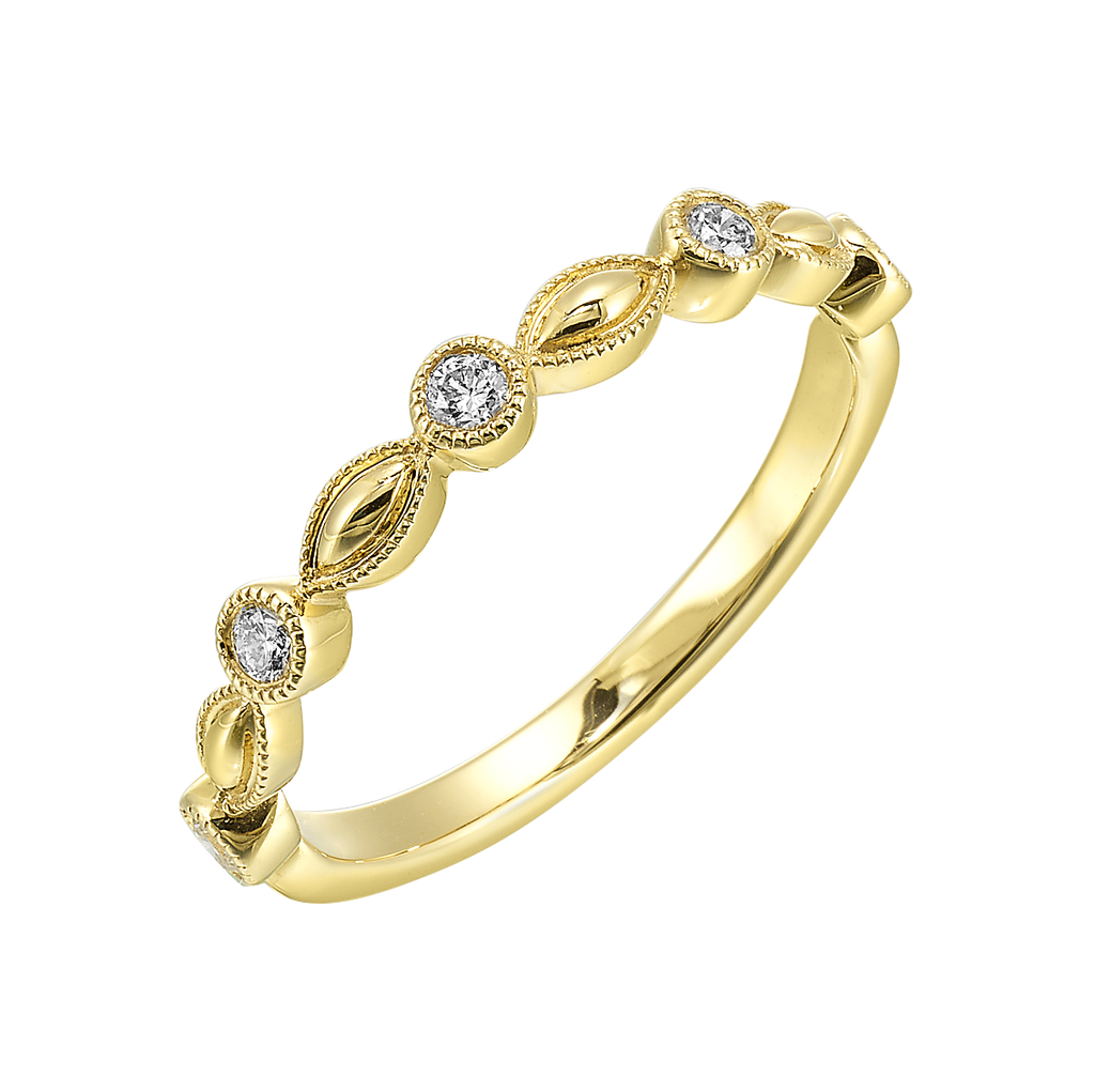 14K Yellow Gold Vintage-Inspired Milgrain Diamond Band