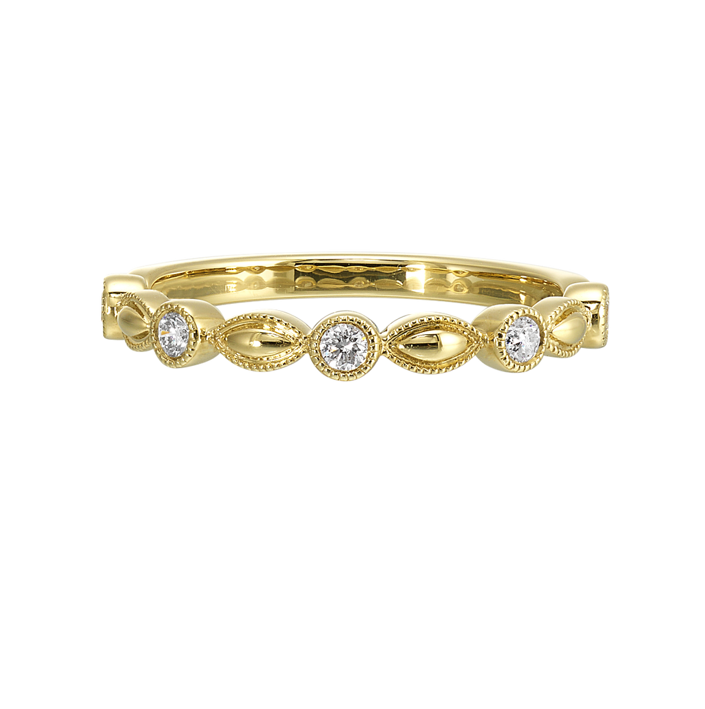14K Yellow Gold Vintage-Inspired Milgrain Diamond Band