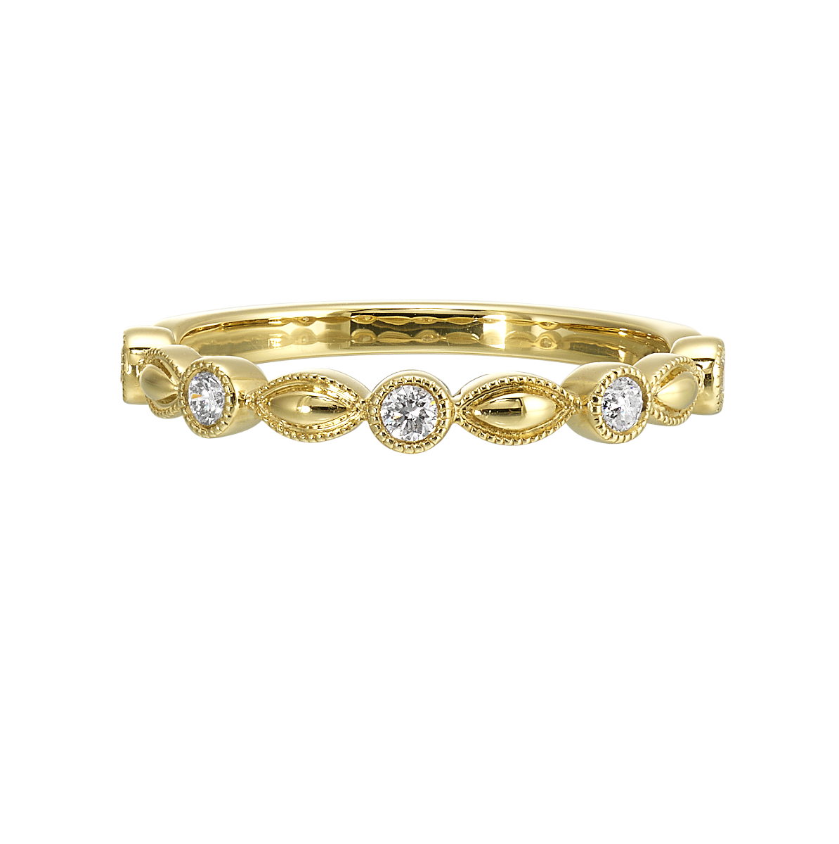 14K Yellow Gold Vintage-Inspired Milgrain Diamond Band