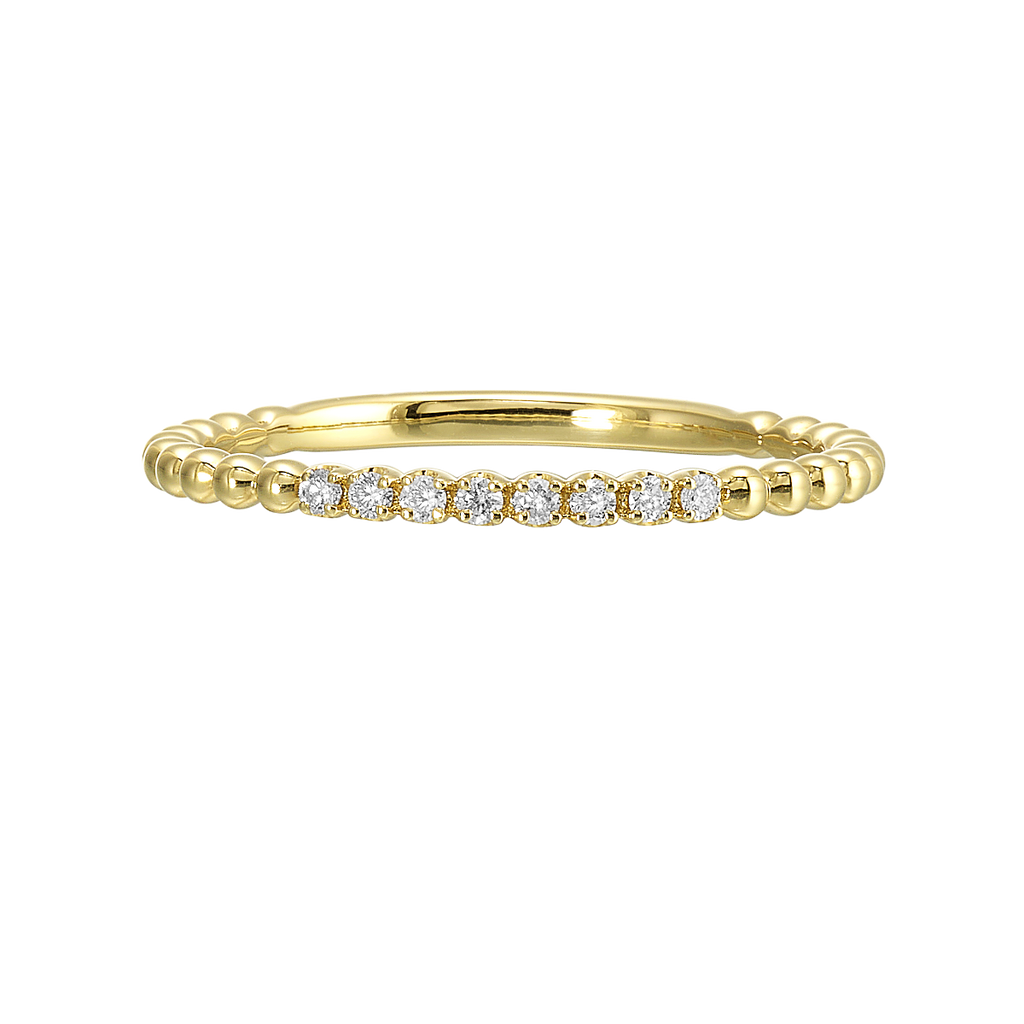14K Yellow Gold Beaded Diamond Band