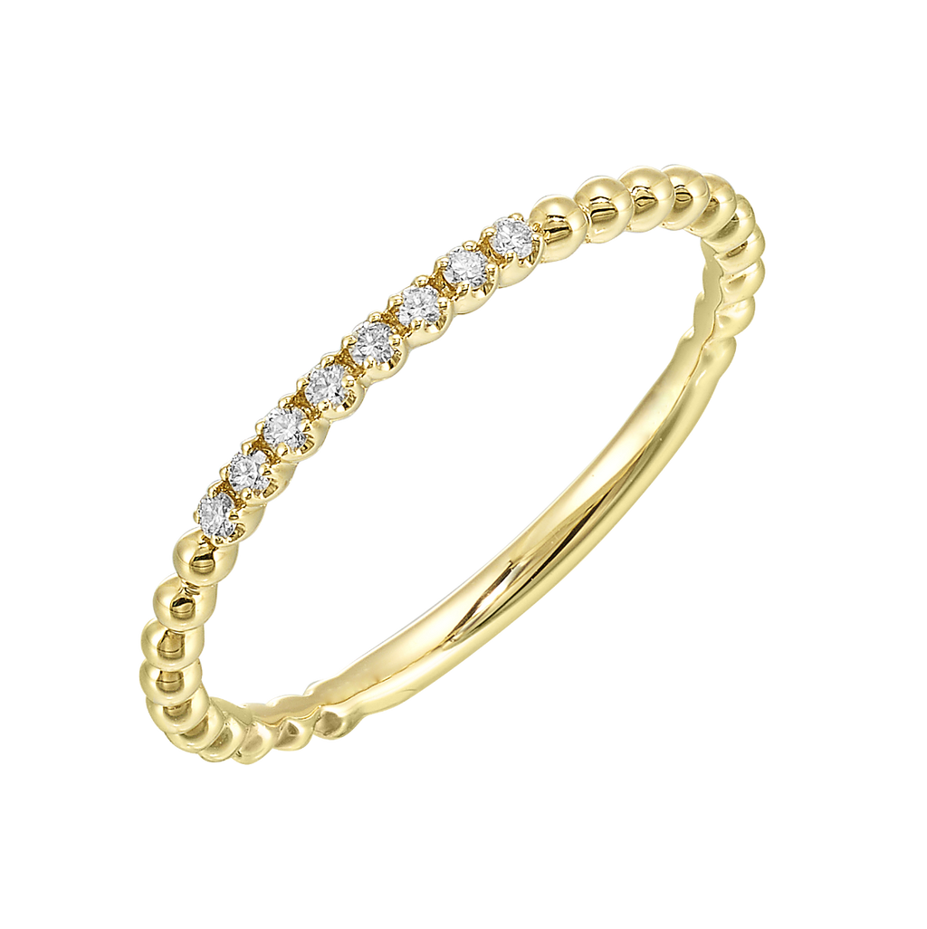 14K Yellow Gold Beaded Diamond Band