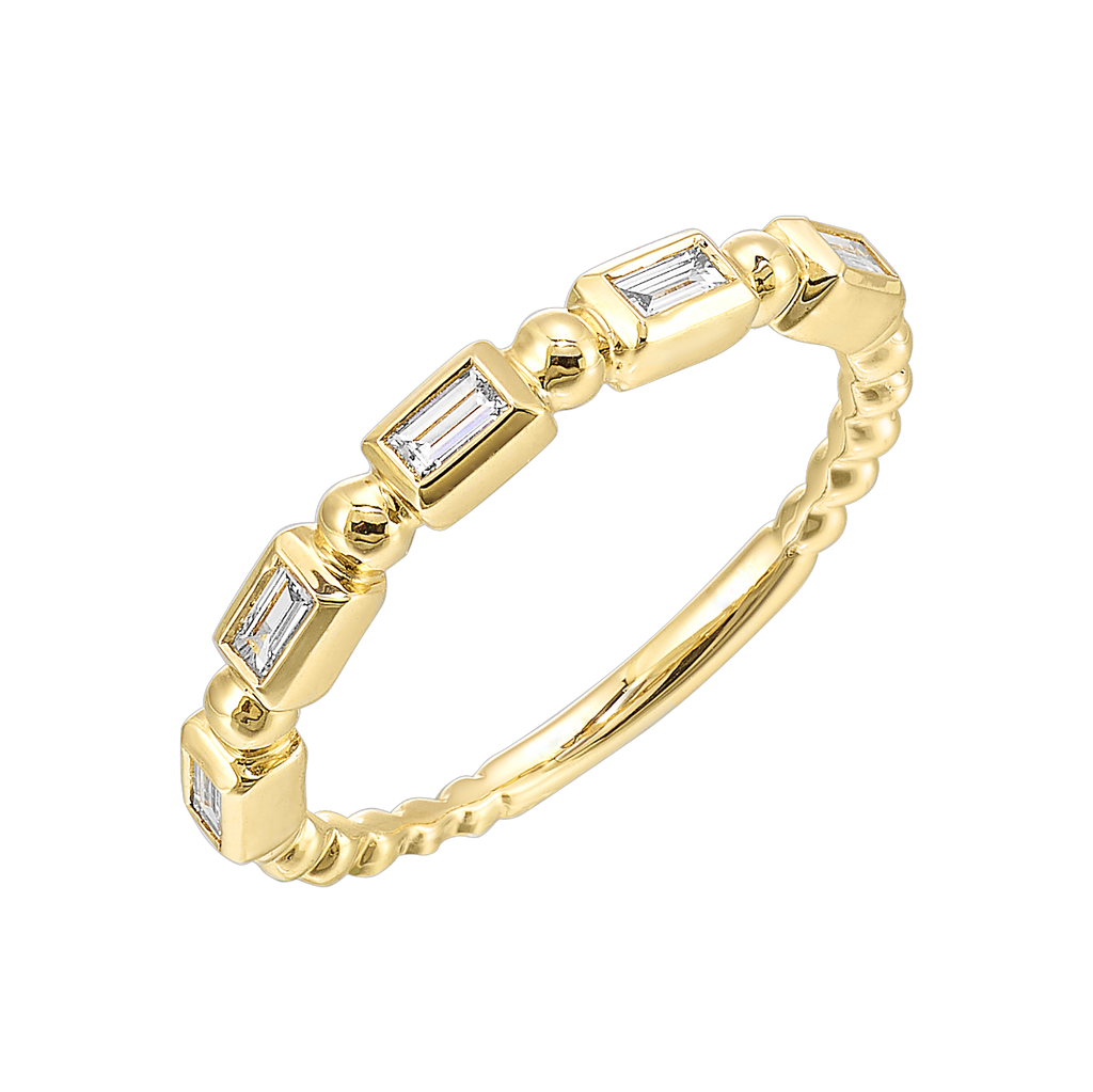 14K Yellow Gold Baguette Diamond Bezel Set Band