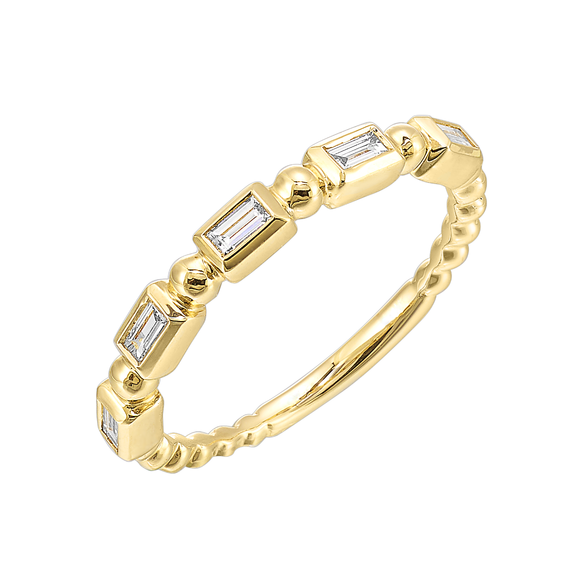 14K Yellow Gold Baguette Diamond Bezel Set Band