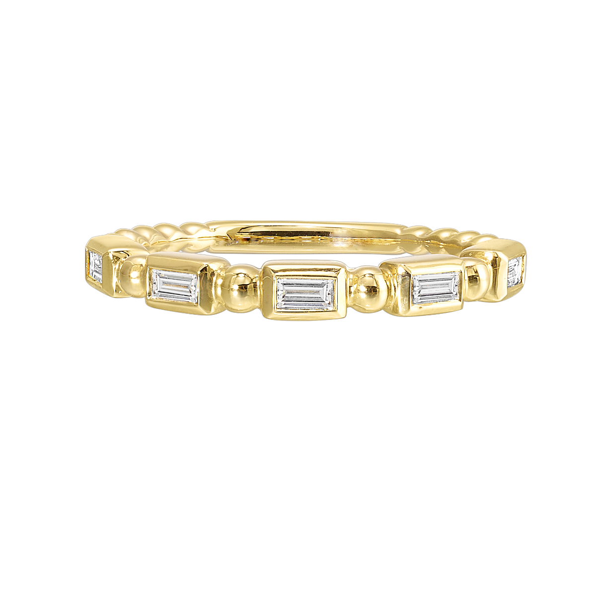 14K Yellow Gold Baguette Diamond Bezel Set Band