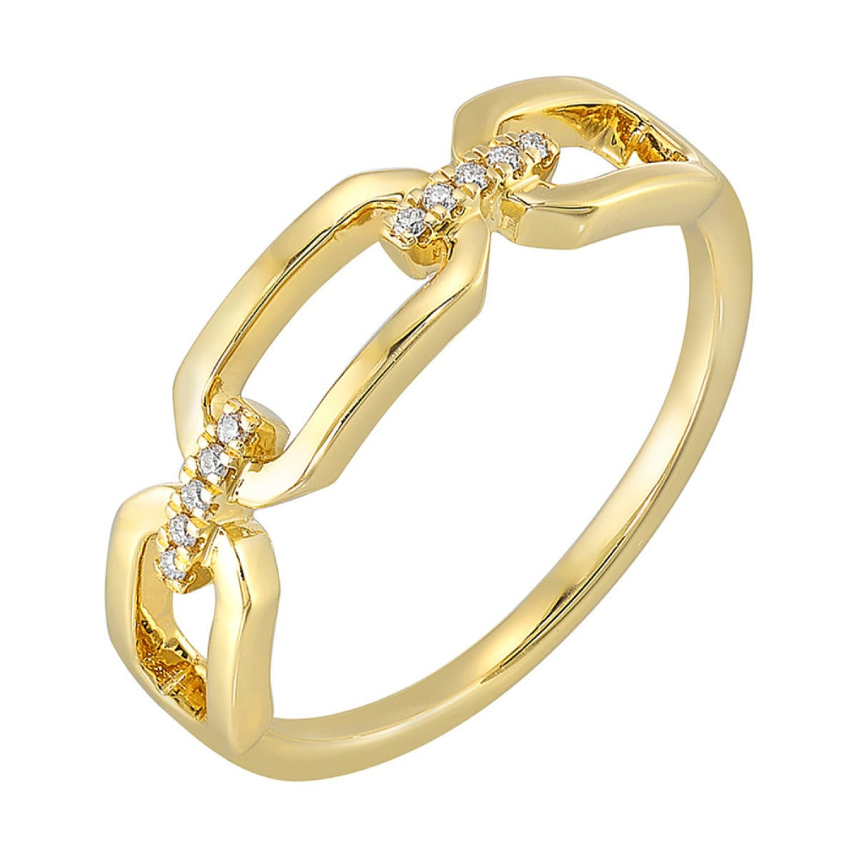 14K Yellow Gold Diamond Link Ring