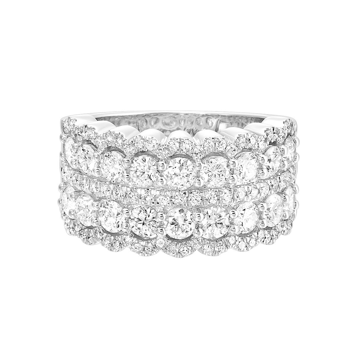 14k White Gold Double Row Diamond Rings