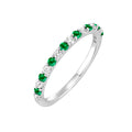 10kt White Gold Diamond & Emerald Ring