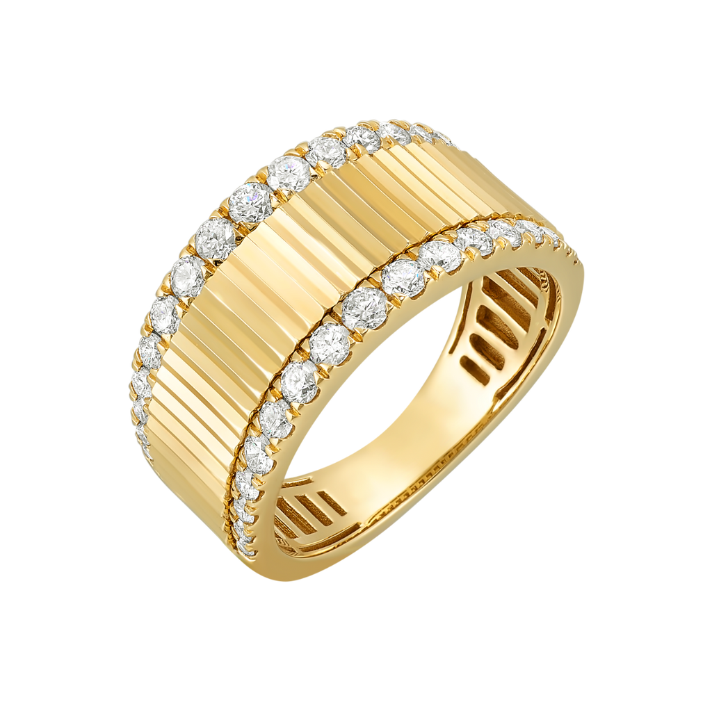 14K YG 5/8 ct. tw. Diamond Bold Fluted Ring