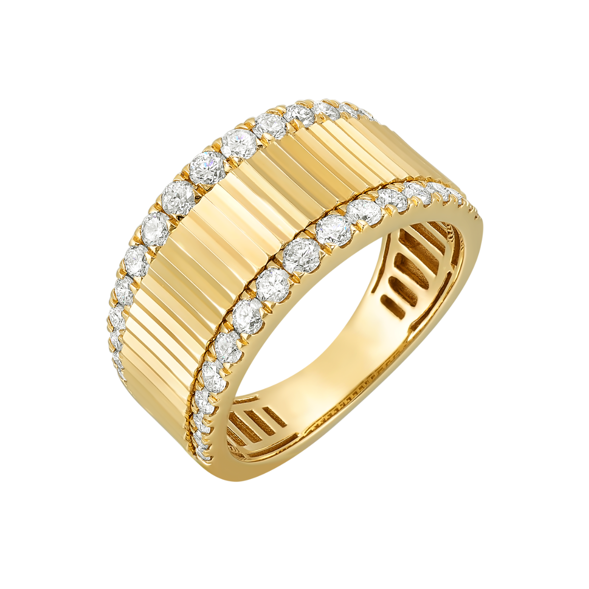 14K YG 5/8 ct. tw. Diamond Bold Fluted Ring