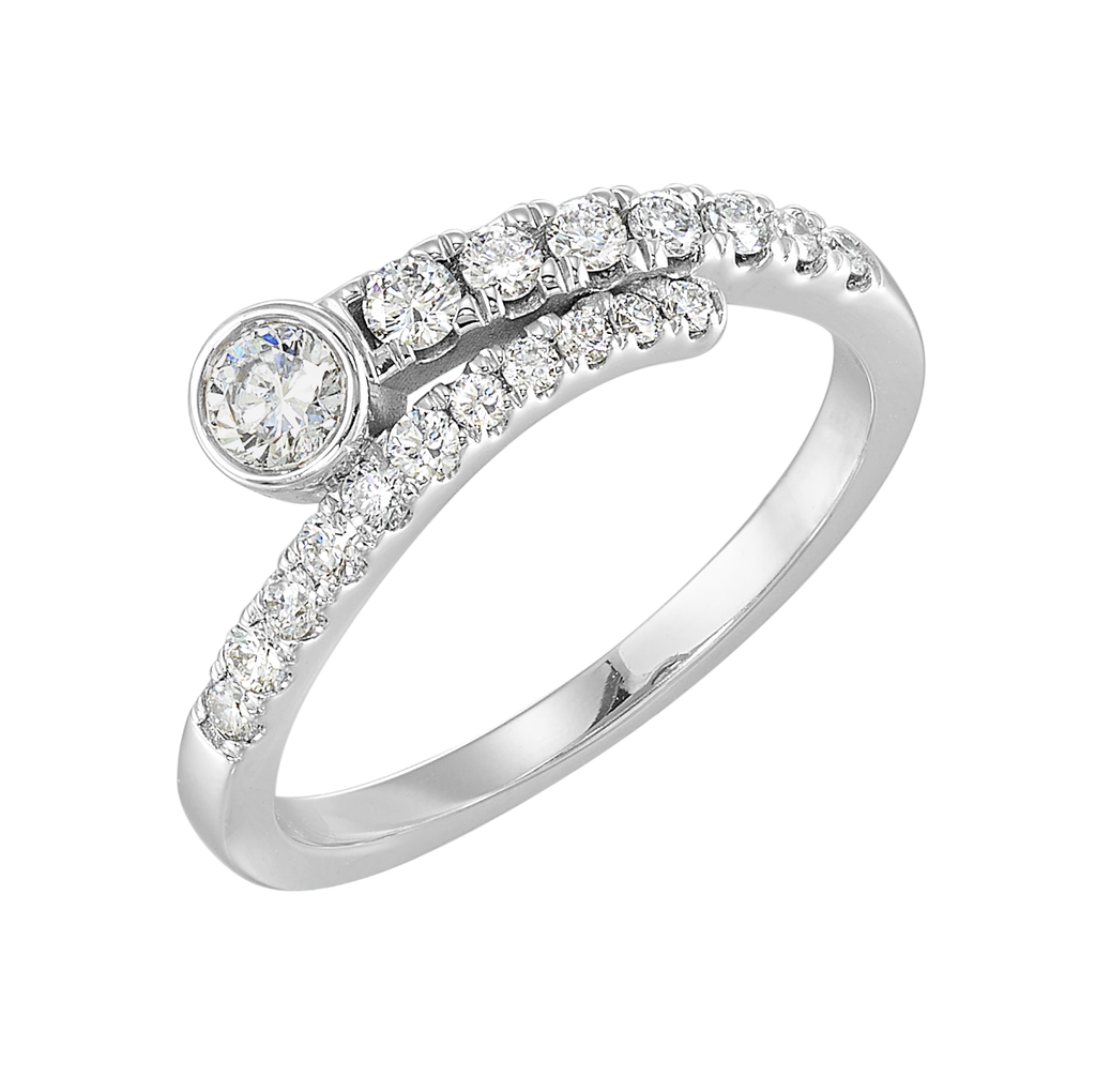 14K White Gold .50 CTW Diamond Wrap Engagement Ring