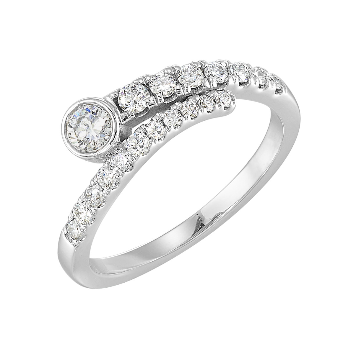 14K White Gold .50 CTW Diamond Wrap Engagement Ring