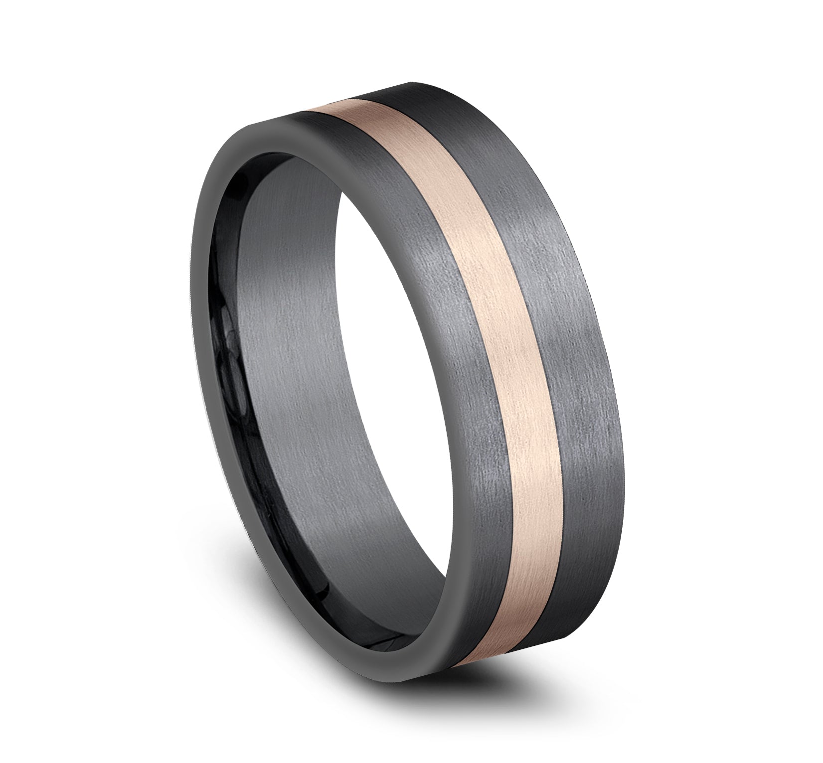 THE HERO 7mm, Darkened Tantalum and 14K Rose Gold, Satin finish with an offset stripe