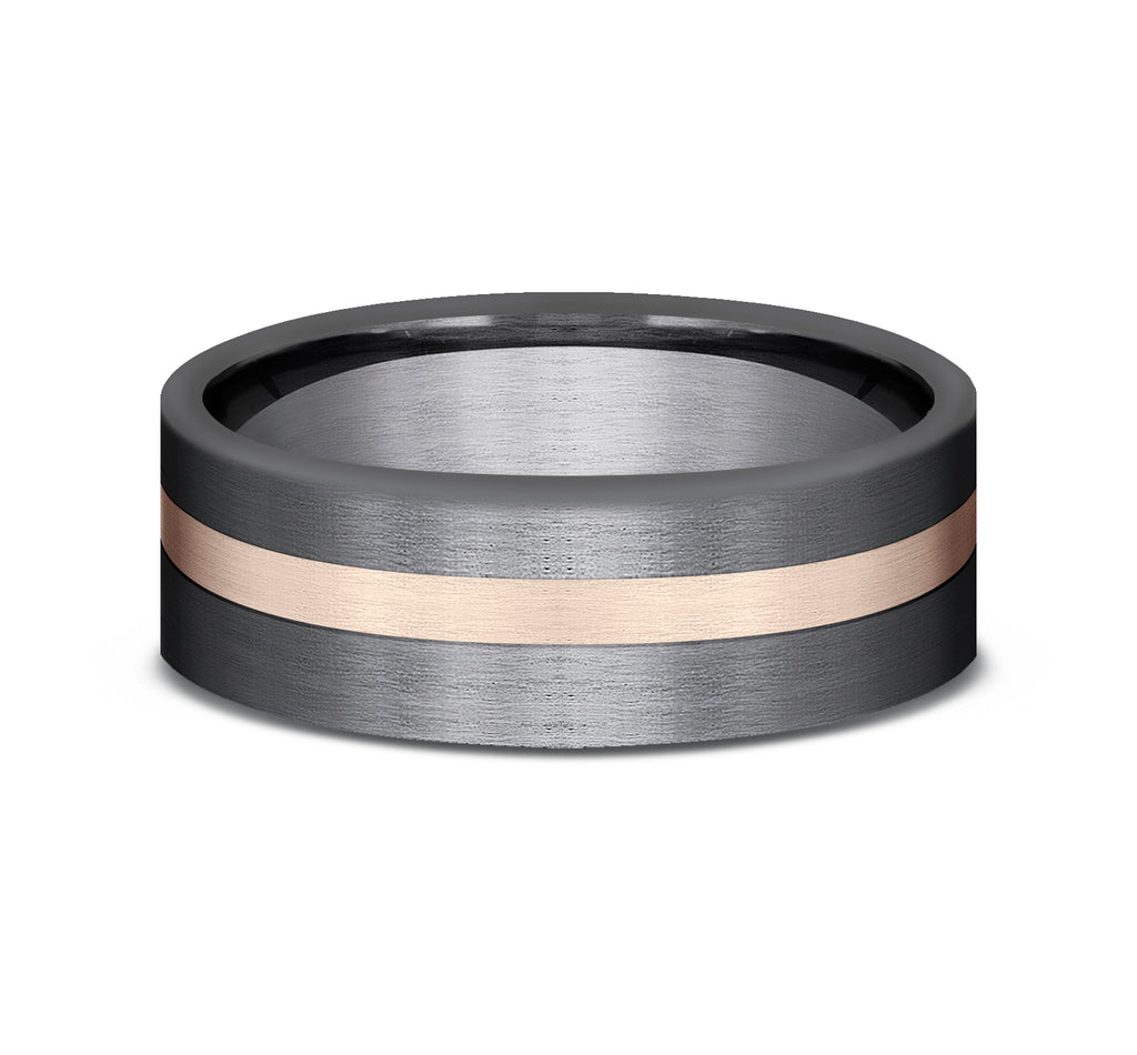 THE HERO 7mm, Darkened Tantalum and 14K Rose Gold, Satin finish with an offset stripe