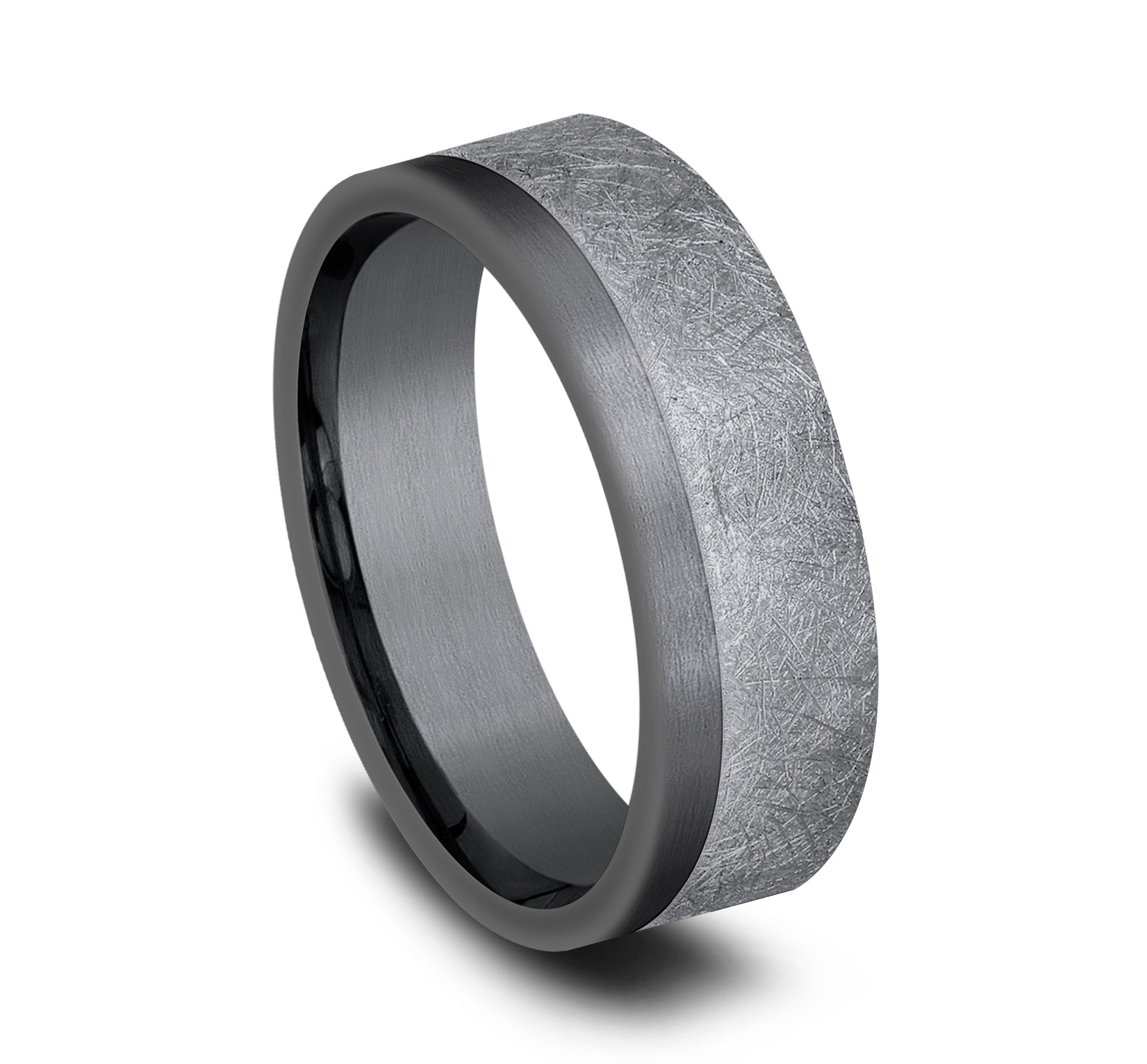 THE TIDE 7mm, Comfort fit, Grey and Darkened Tantalum, Swirl finish