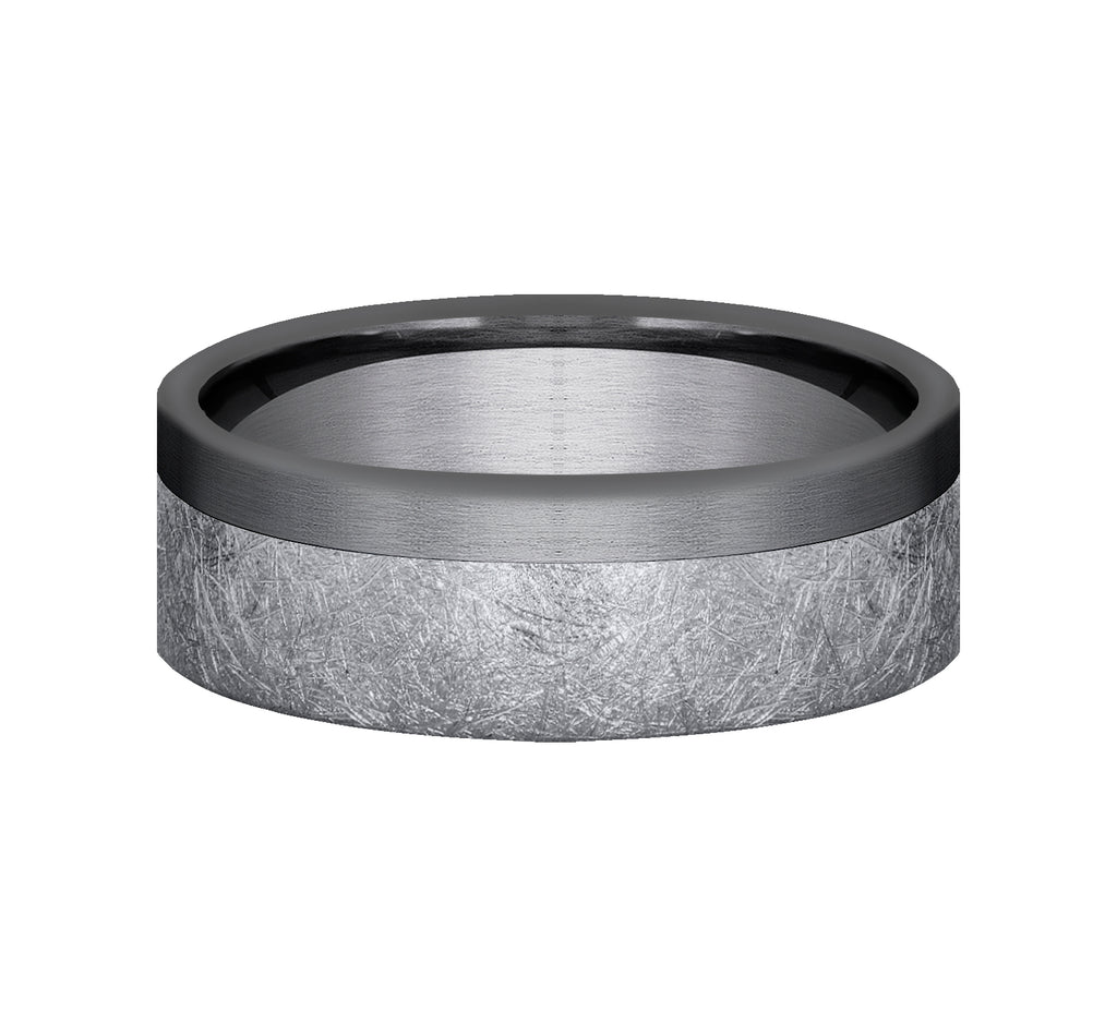 THE TIDE 7mm, Comfort fit, Grey and Darkened Tantalum, Swirl finish