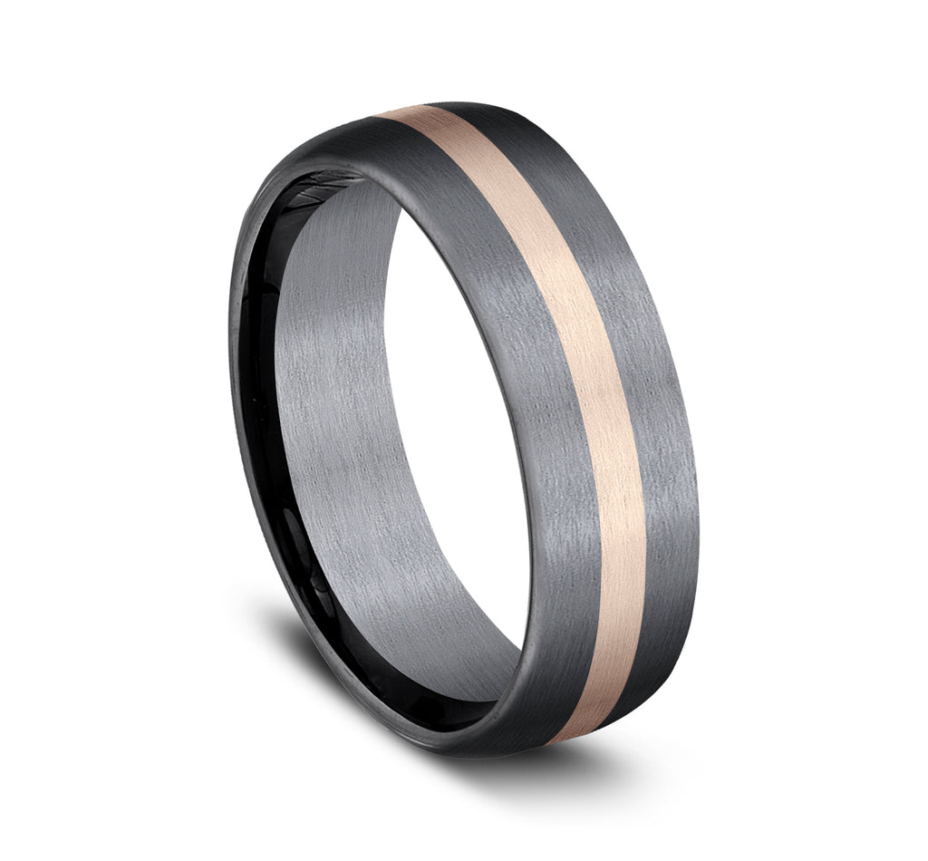 THE DEFENDER 6.5mm,, Grey Tantalum and 14K Rose Gold, Satin finish with center stripe