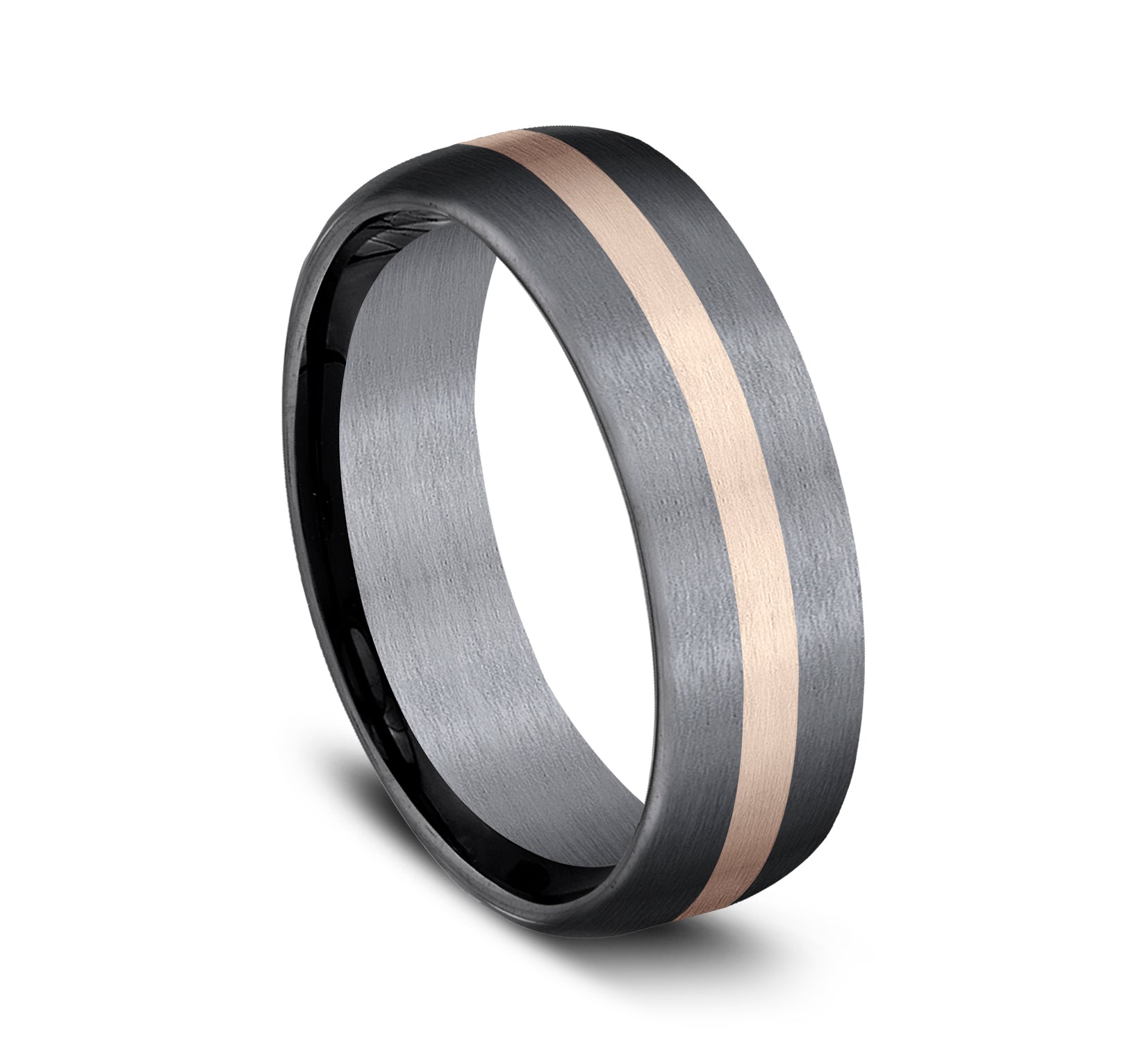 THE DEFENDER 6.5mm,, Grey Tantalum and 14K Rose Gold, Satin finish with center stripe