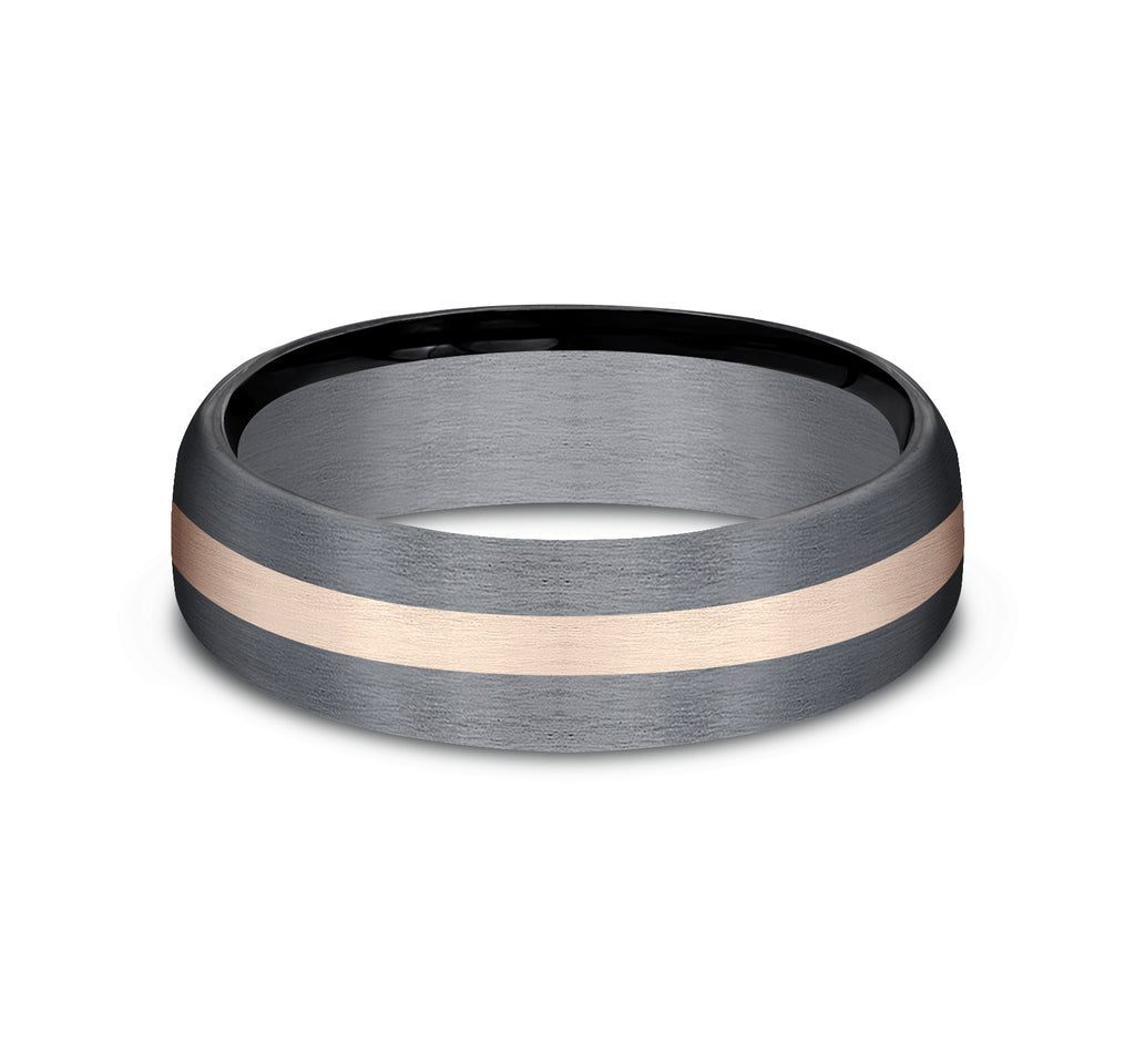 THE DEFENDER 6.5mm,, Grey Tantalum and 14K Rose Gold, Satin finish with center stripe