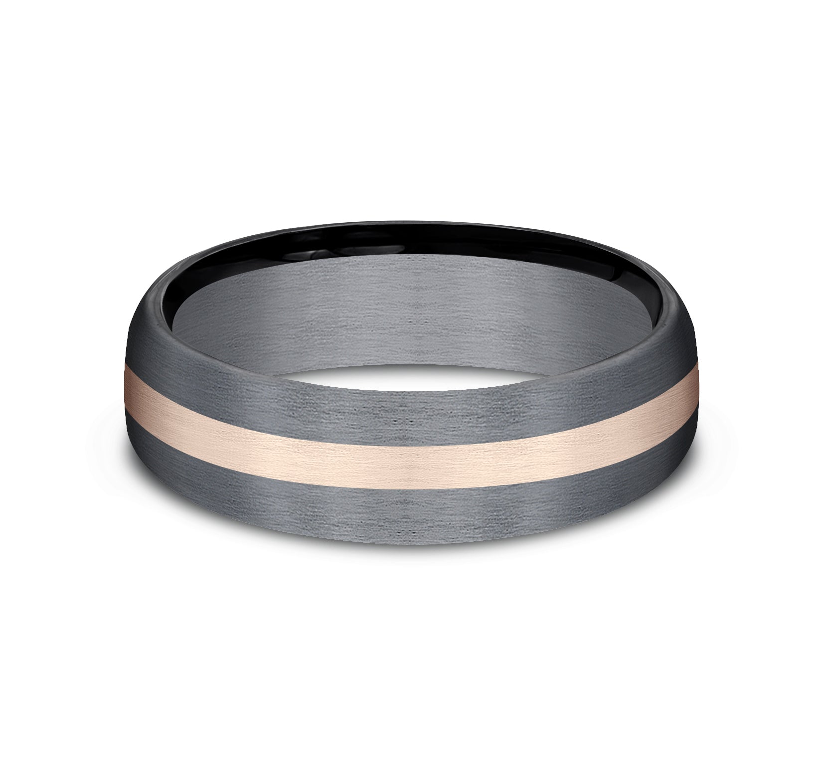 THE DEFENDER 6.5mm,, Grey Tantalum and 14K Rose Gold, Satin finish with center stripe