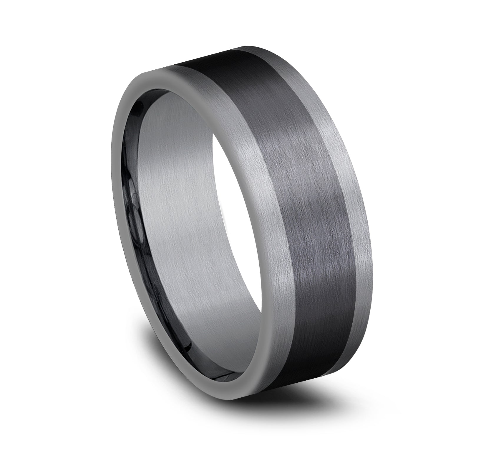 THE DUKE 8mm, Comfort fit, Grey Tantalum and Black Titanium, Satin center, straight edges