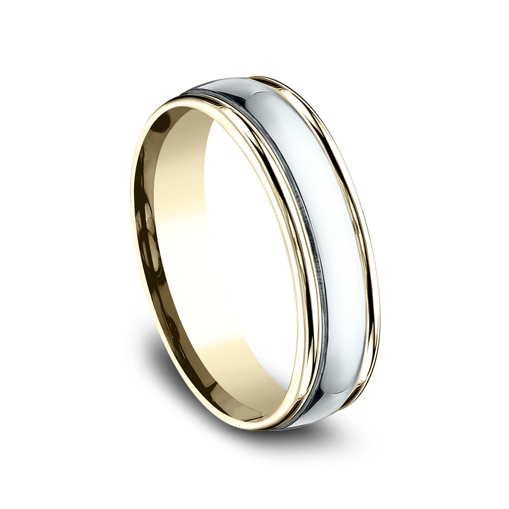 THE CAPTAIN 6mm, Comfort fit, 14K Yellow and White Gold, Polished finish center, polished round edges