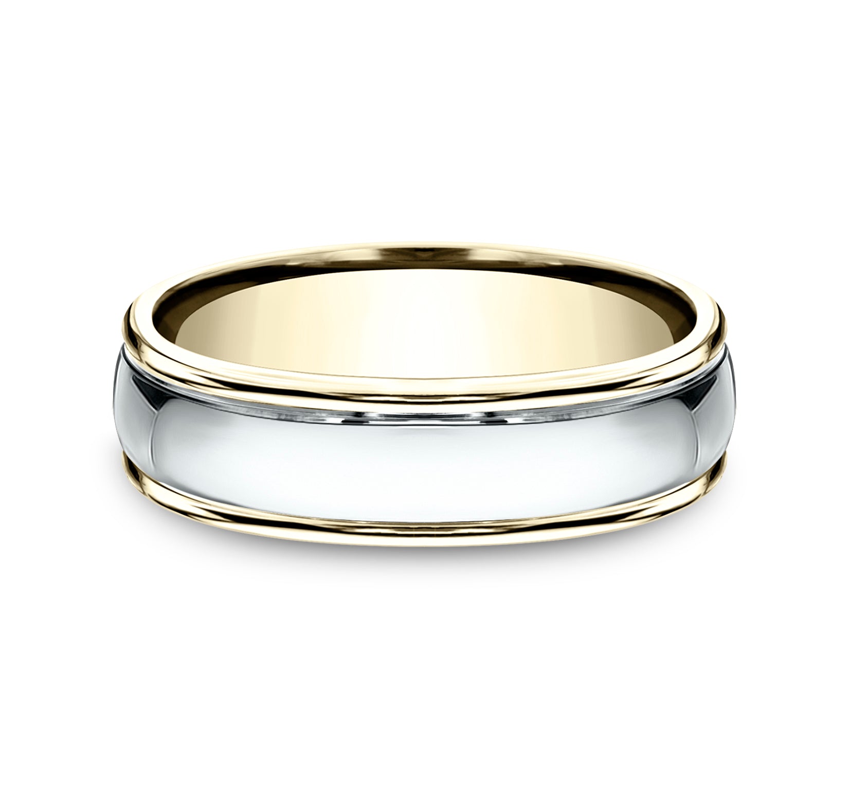 THE CAPTAIN 6mm, Comfort fit, 14K Yellow and White Gold, Polished finish center, polished round edges