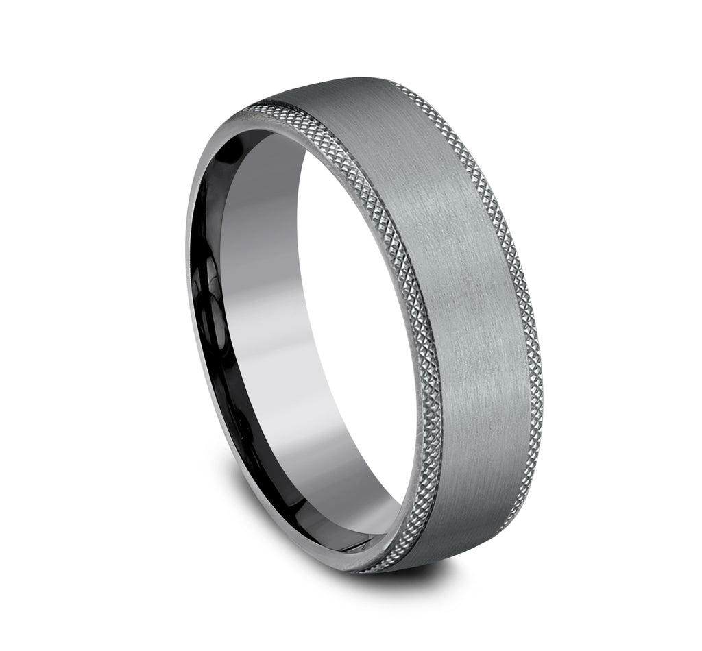 THE ROGUE 6.5mm, Comfort fit, Grey Tantalum, Satin finish center, knurl detailed edge