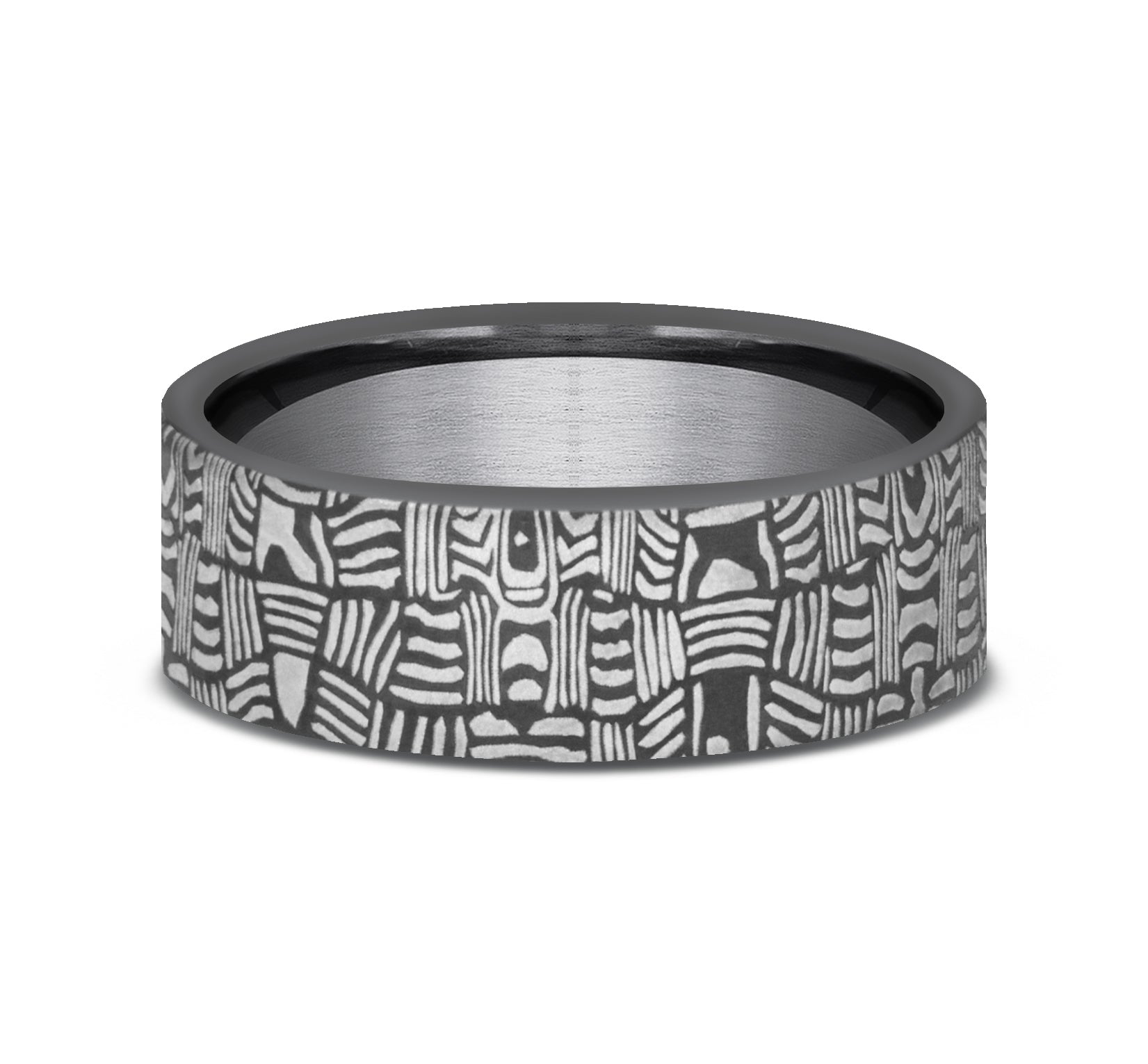 THE BASKET WEAVE 6.5mm, European comfort fit, Darkened Tantalum, Unique Tamascus design
