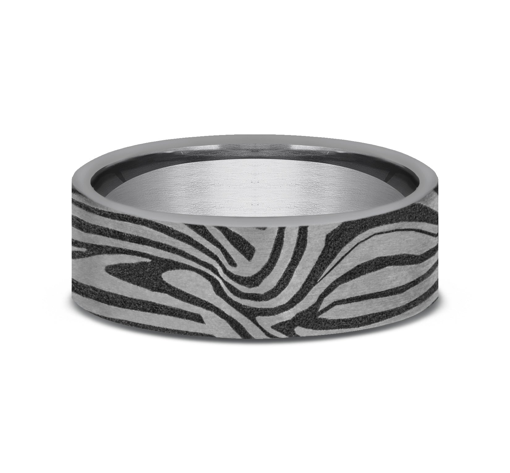 THE LAVA LAMP 7mm, European comfort fit, Grey Tantalum, Unique Tamascus design