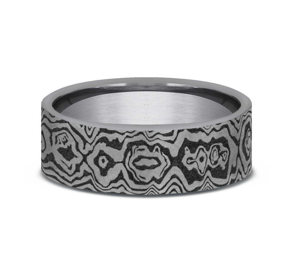 THE SWORD 7mm, European comfort fit, Grey Tantalum, Unique Tamascus design