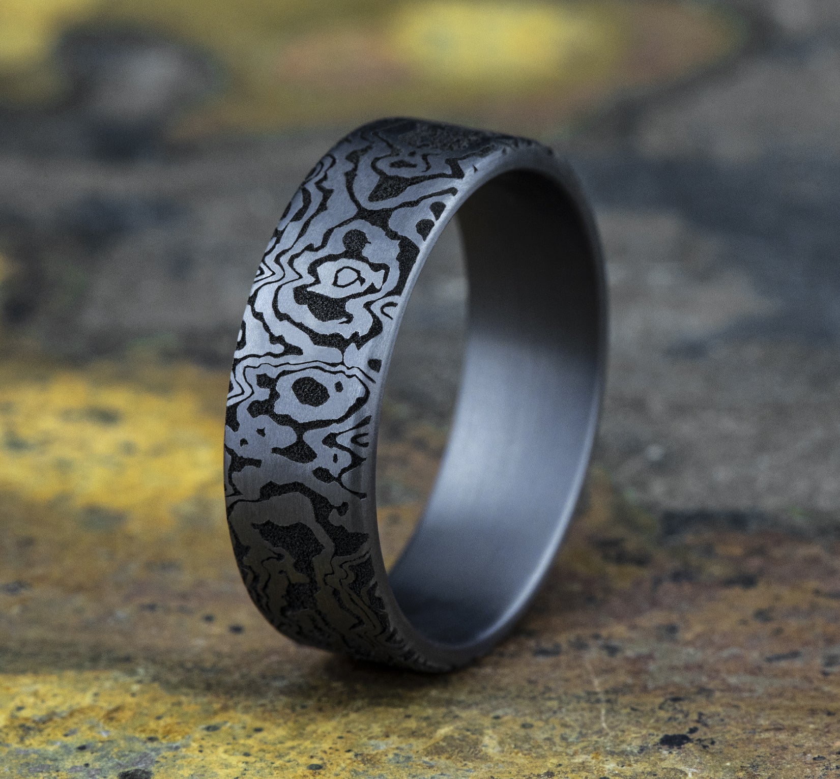 THE SWORD 7mm, European comfort fit, Grey Tantalum, Unique Tamascus design
