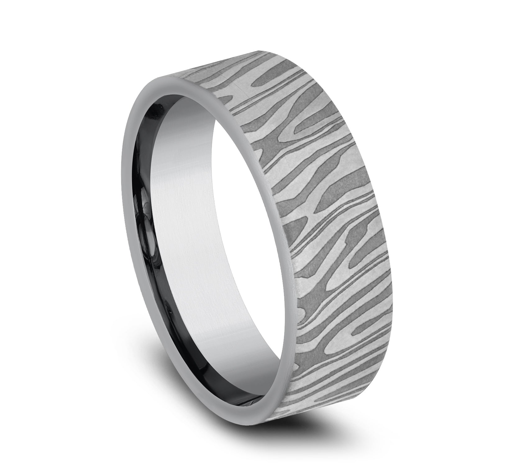 THE TIGER STRIPE 7mm, European comfort fit, Grey Tantalum, Unique Tamascus design