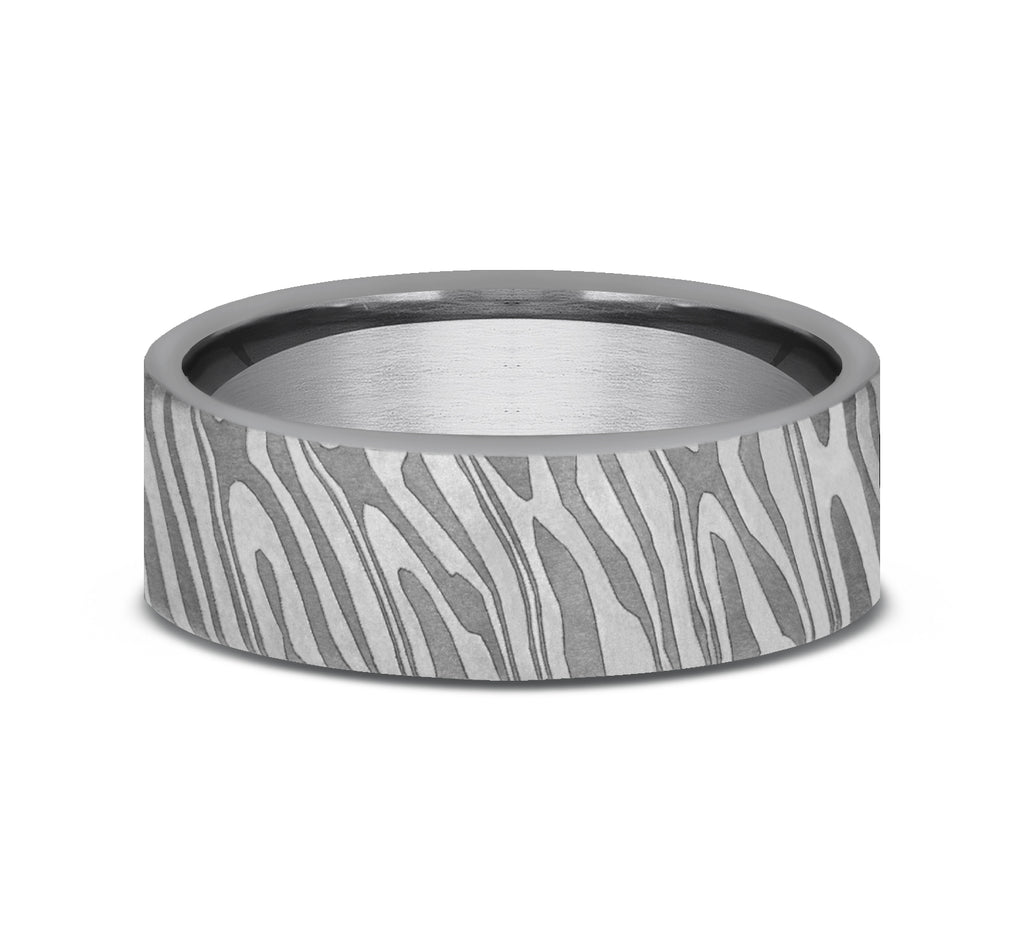 THE TIGER STRIPE 7mm, European comfort fit, Grey Tantalum, Unique Tamascus design