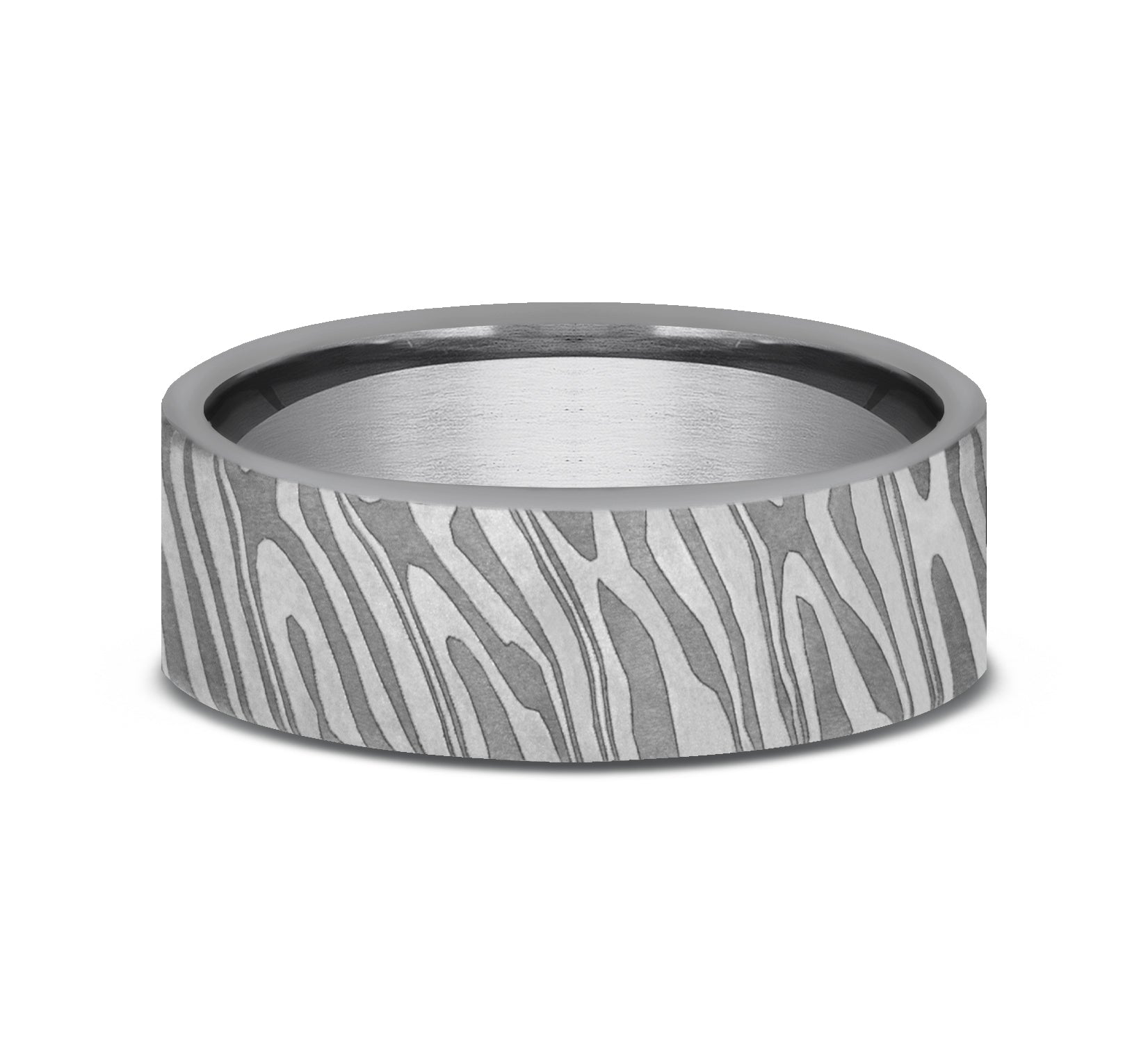 THE TIGER STRIPE 7mm, European comfort fit, Grey Tantalum, Unique Tamascus design