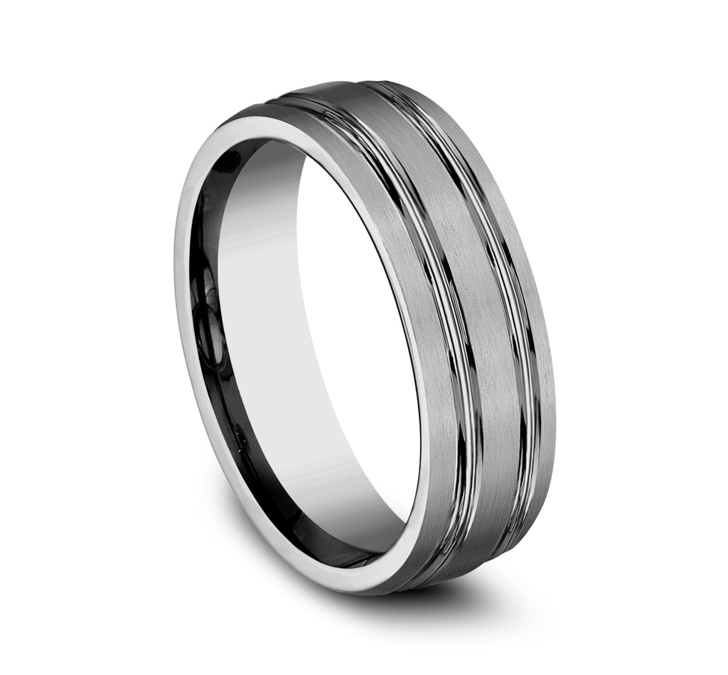 THE PREDATOR 7mm, Comfort fit, Tungsten, Satin finish, double polished center cuts