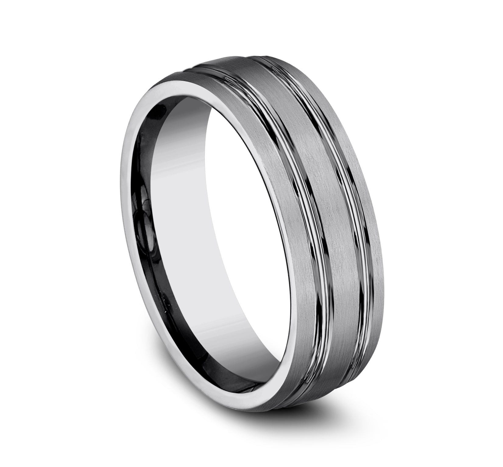 THE PREDATOR 7mm, Comfort fit, Tungsten, Satin finish, double polished center cuts