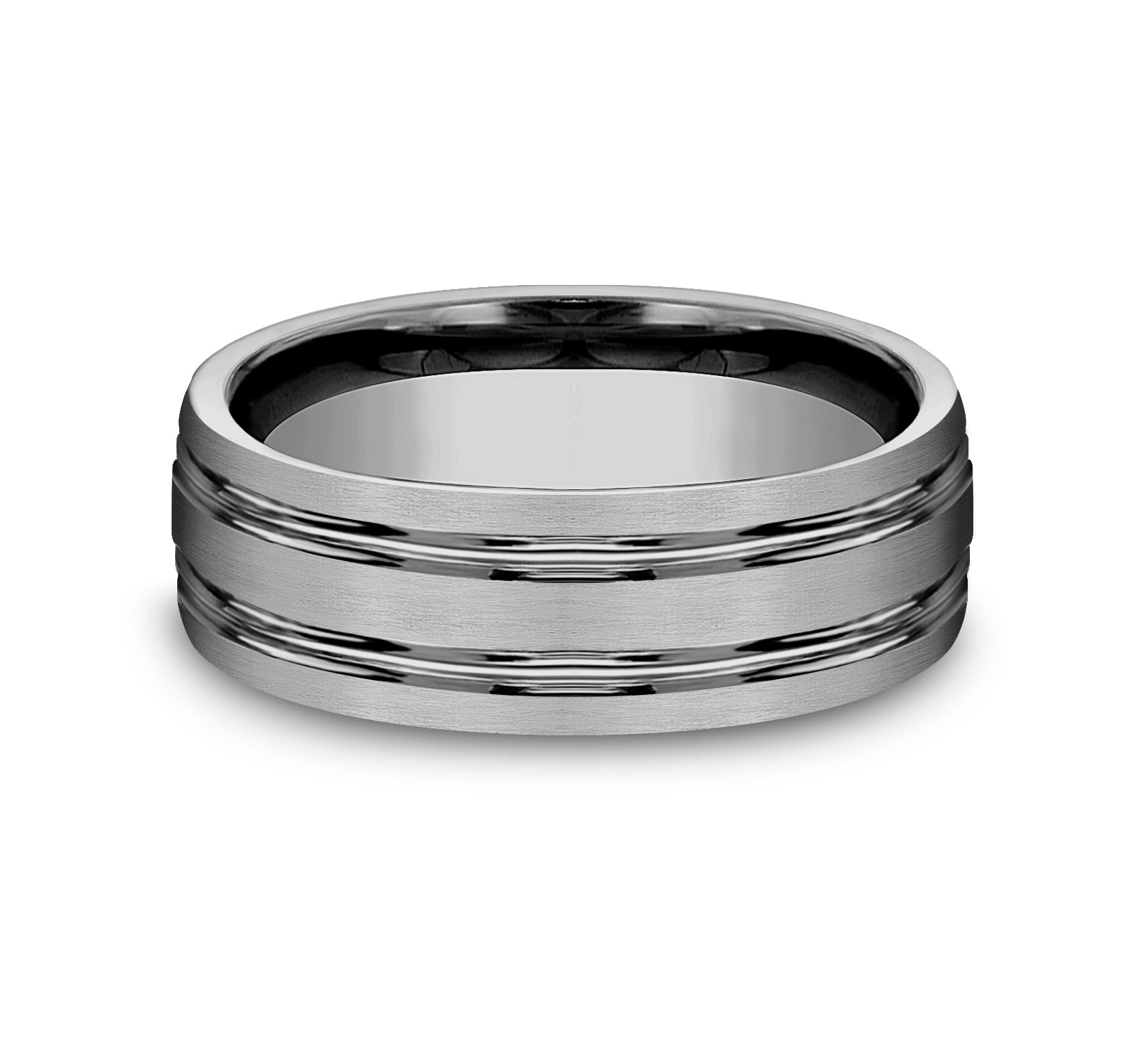 THE PREDATOR 7mm, Comfort fit, Tungsten, Satin finish, double polished center cuts