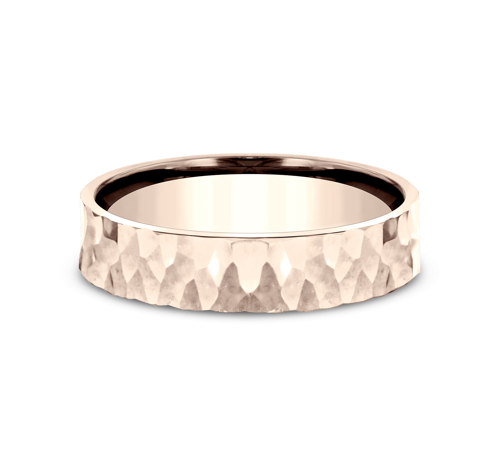 THE TAYLOR 5mm, Comfort fit, 14K Rose Gold, Hammered finish