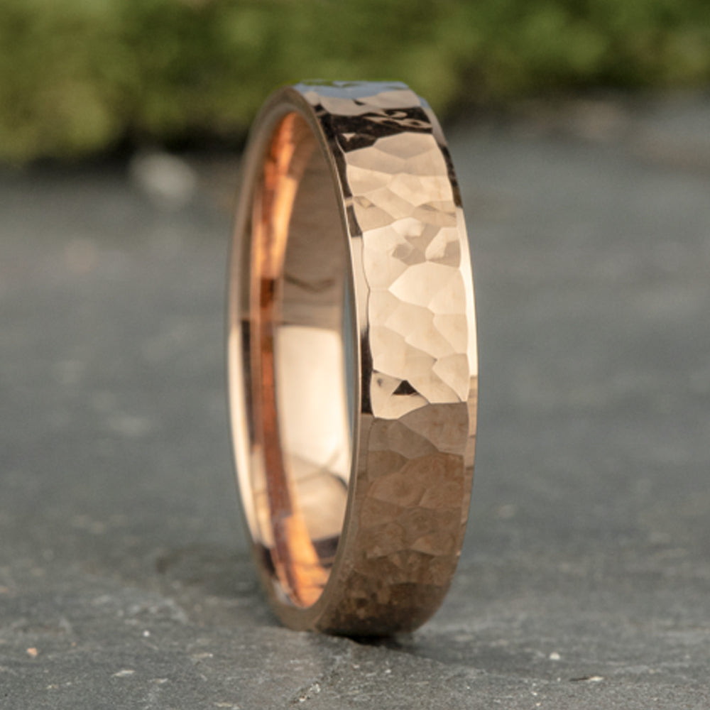 THE TAYLOR 5mm, Comfort fit, 14K Rose Gold, Hammered finish