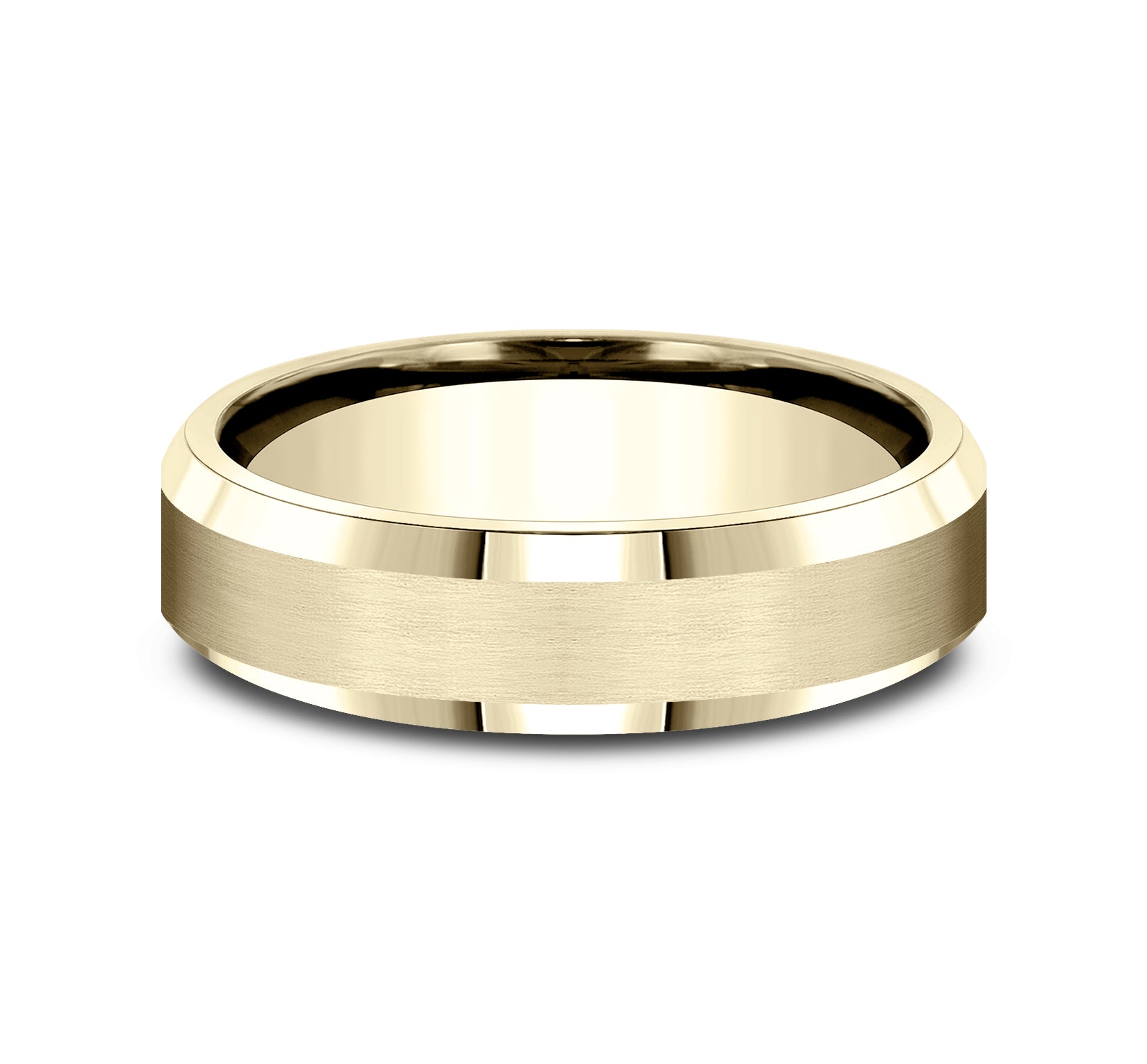 THE CHANCELLOR 6mm, Comfort fit, 14K Yellow Gold, Satin center, polished bevel edges