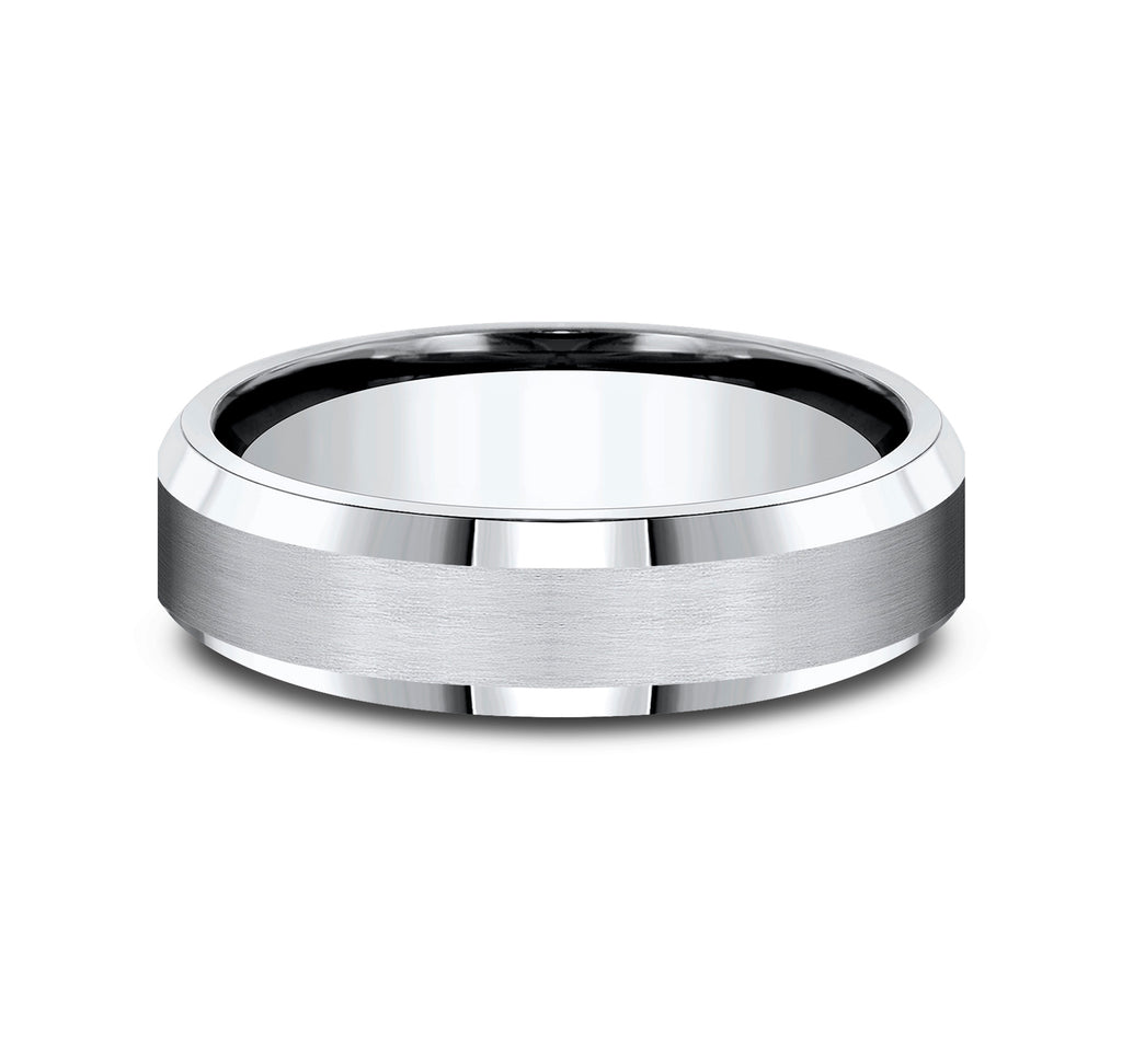 THE CHANCELLOR 6mm, Comfort fit, White Cobalt, Satin center, polished bevel edges