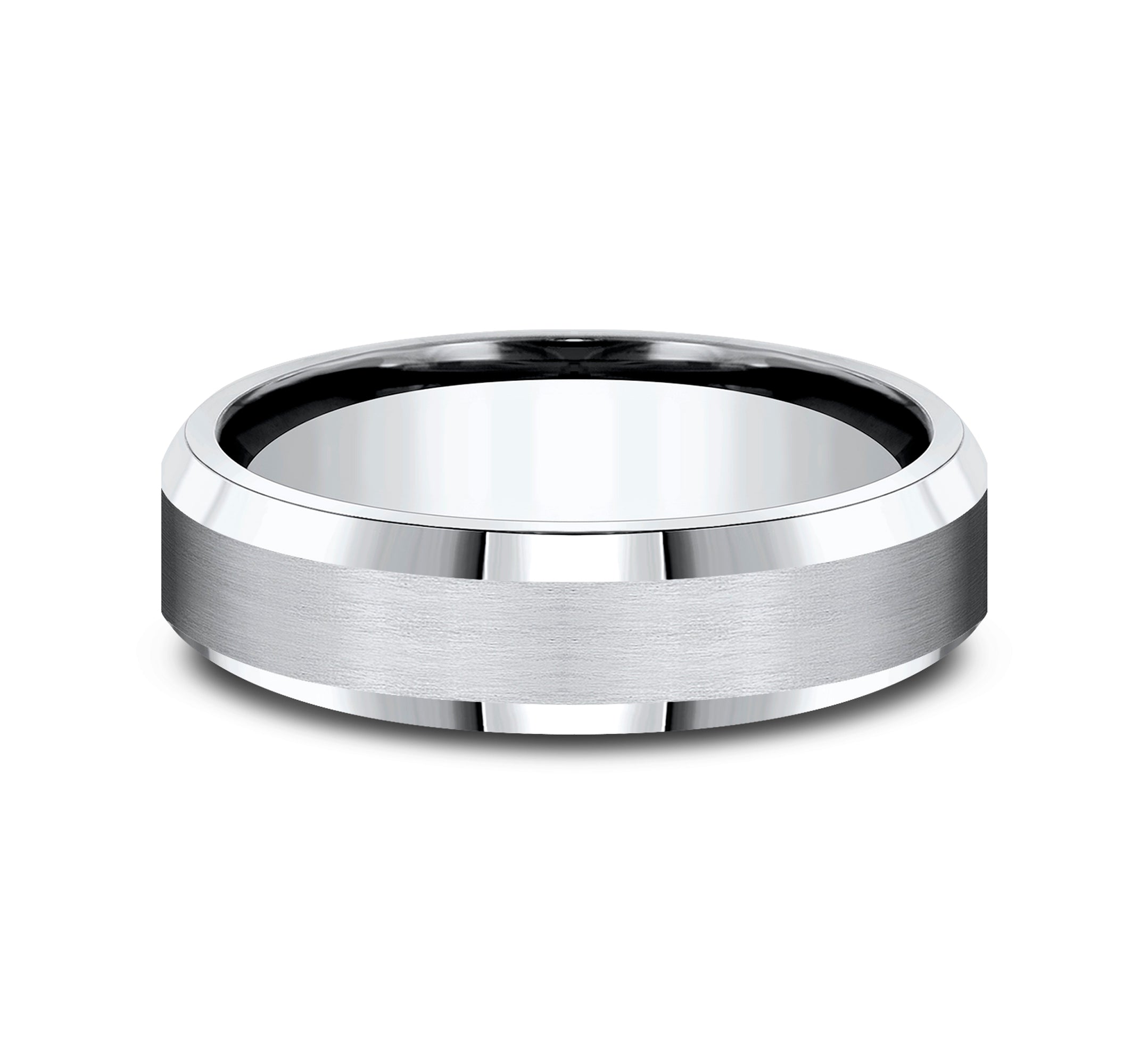THE CHANCELLOR 6mm, Comfort fit, White Cobalt, Satin center, polished bevel edges