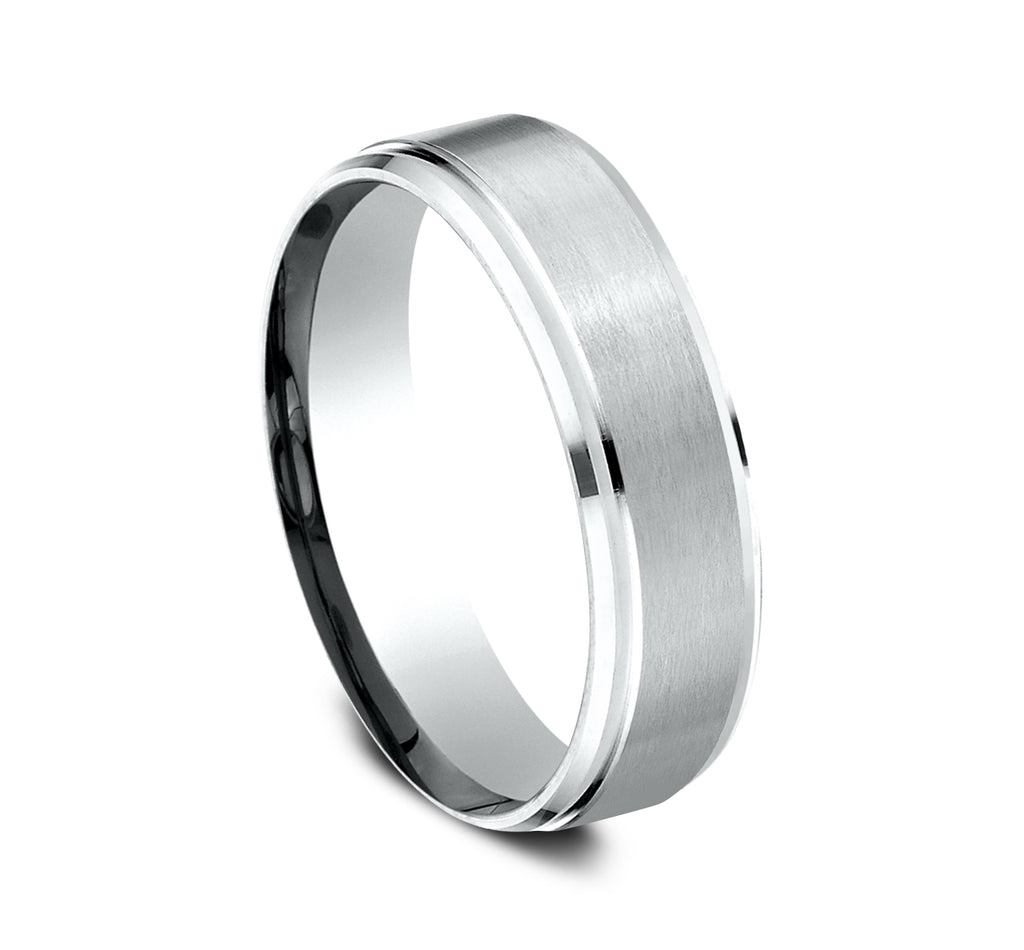 THE DUKE 6mm, Comfort fit, White Cobalt, Satin center, polished bevel edges
